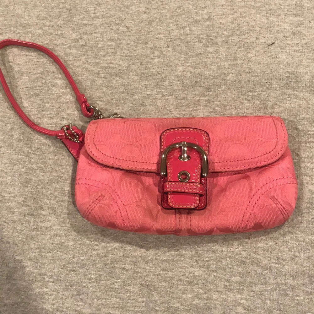 Pink coach wristlet